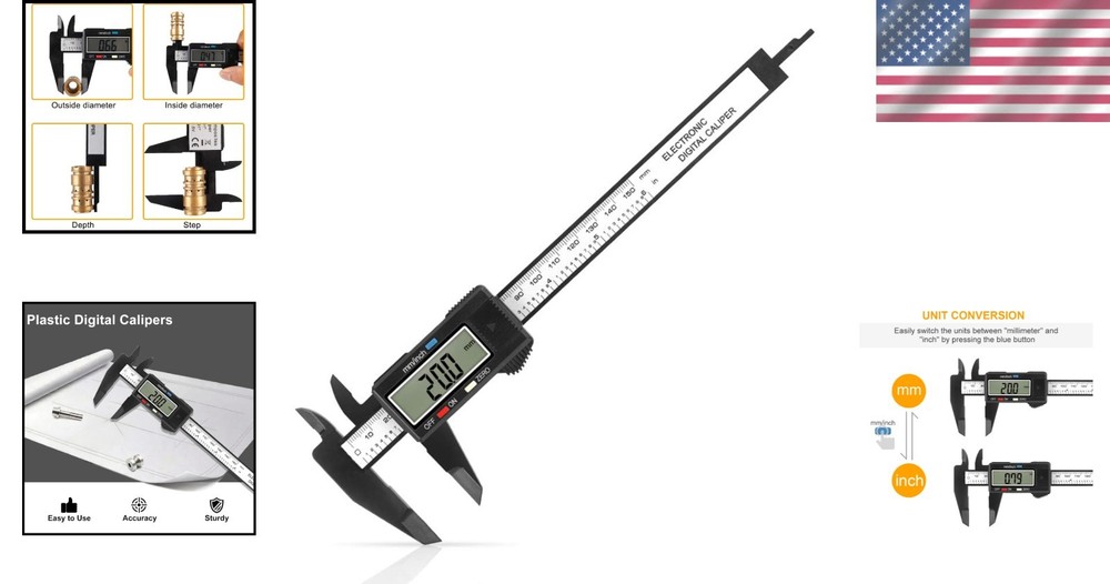 Portable 6-Inch Digital Caliper with Zero Setting & Non-Scratch Precision Tips