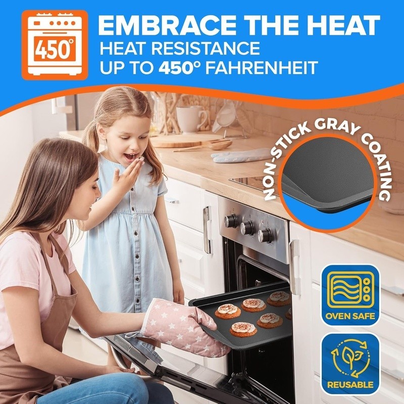 Stackable Baking Pan Set Nonstick White Marble Coating Carbon Steel Bakeware Set