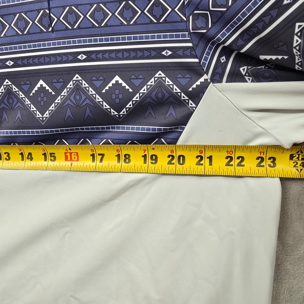 Greyson Size Large Blue White Aztec Geometric 1/4 Zip Golf Pullover Sweater