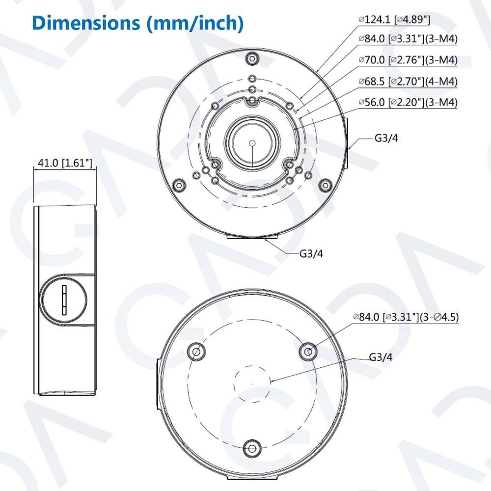 Dahua PFA130-E Wall Mounting Junction Box for Select CCTV Security Cameras