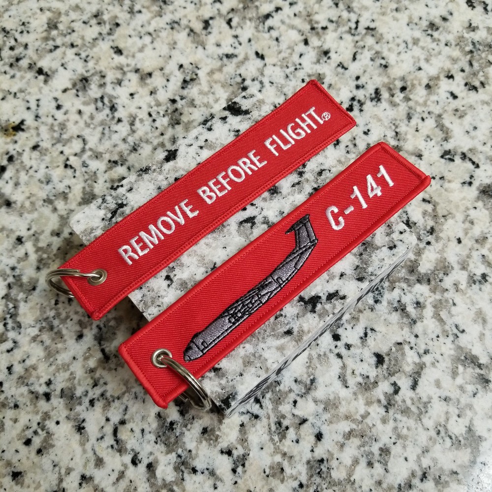 C-141 Starlfter Cargo Remove Before Flight ® Keychain, Tag, Streamer!