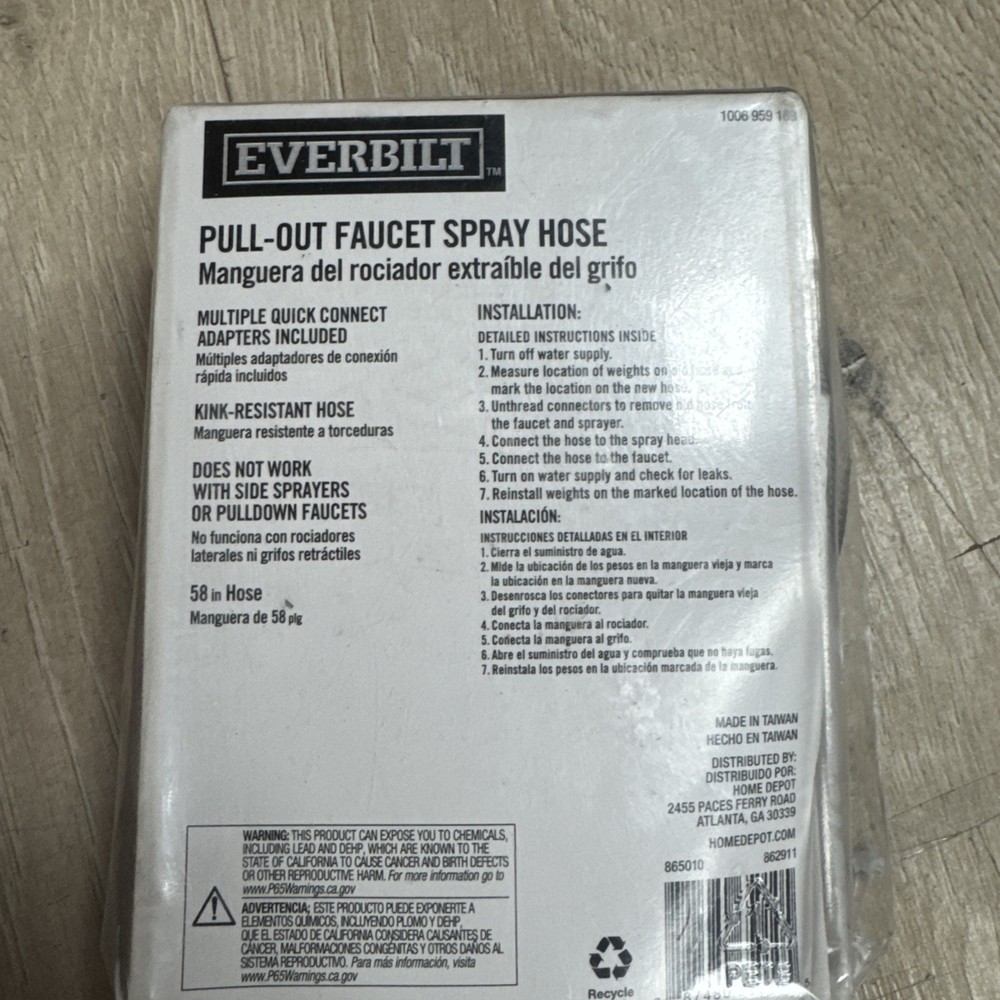 Everbilt Replacement Kitchen Pull-out Faucet Spray Hose Kit 865010