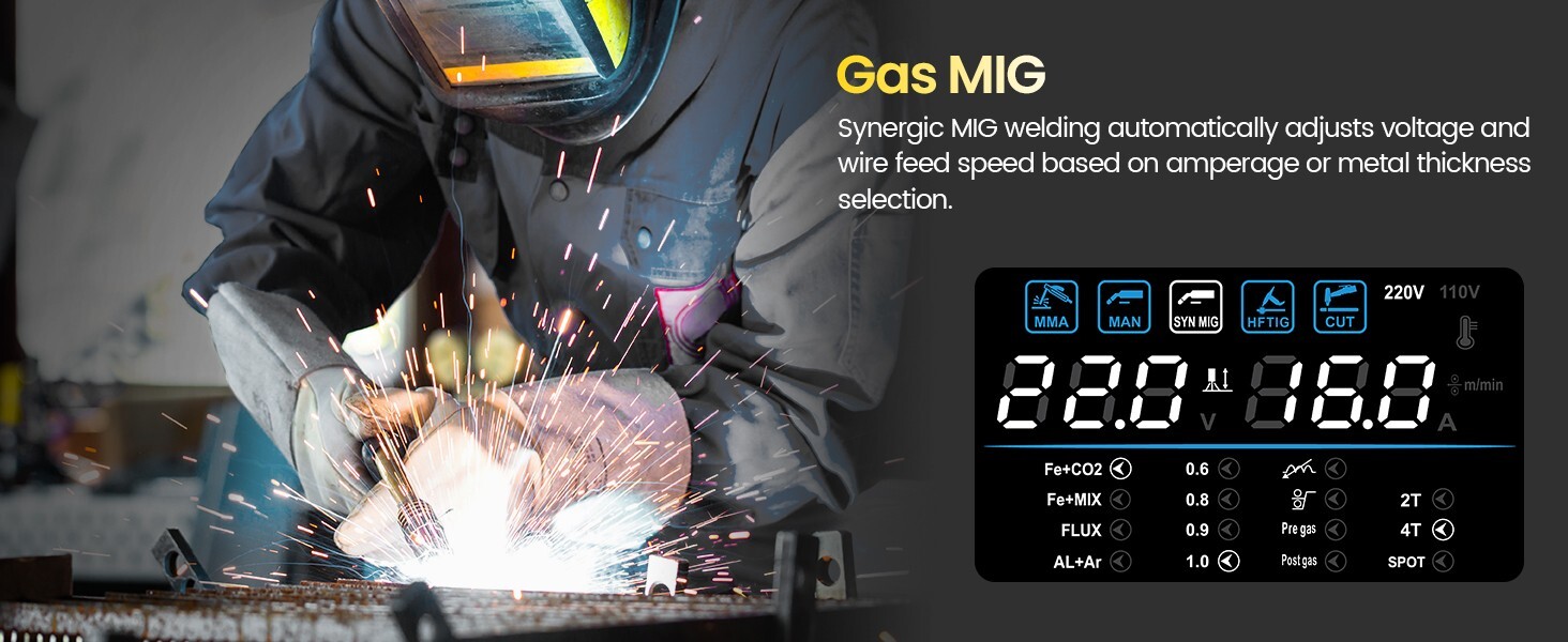 6in1 MIG/CUT/TIG/MMA Welder 220V 250A Gas/Gasless Welding Machine Plasma Cutter