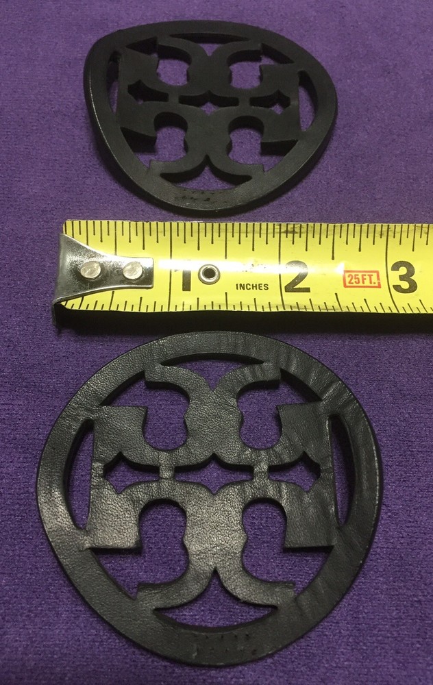 Authentic Tory Burch Black Leather Replacement Emblems Set Of Two