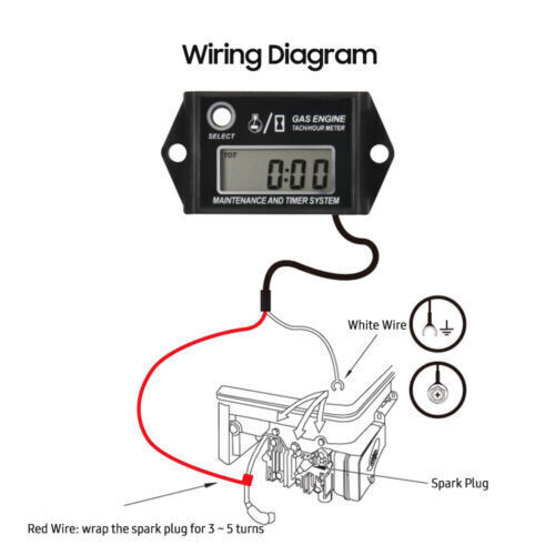 Small Engine Tachometer Hour Meter: Digital Inductive Waterproof Tiny Tach Meter