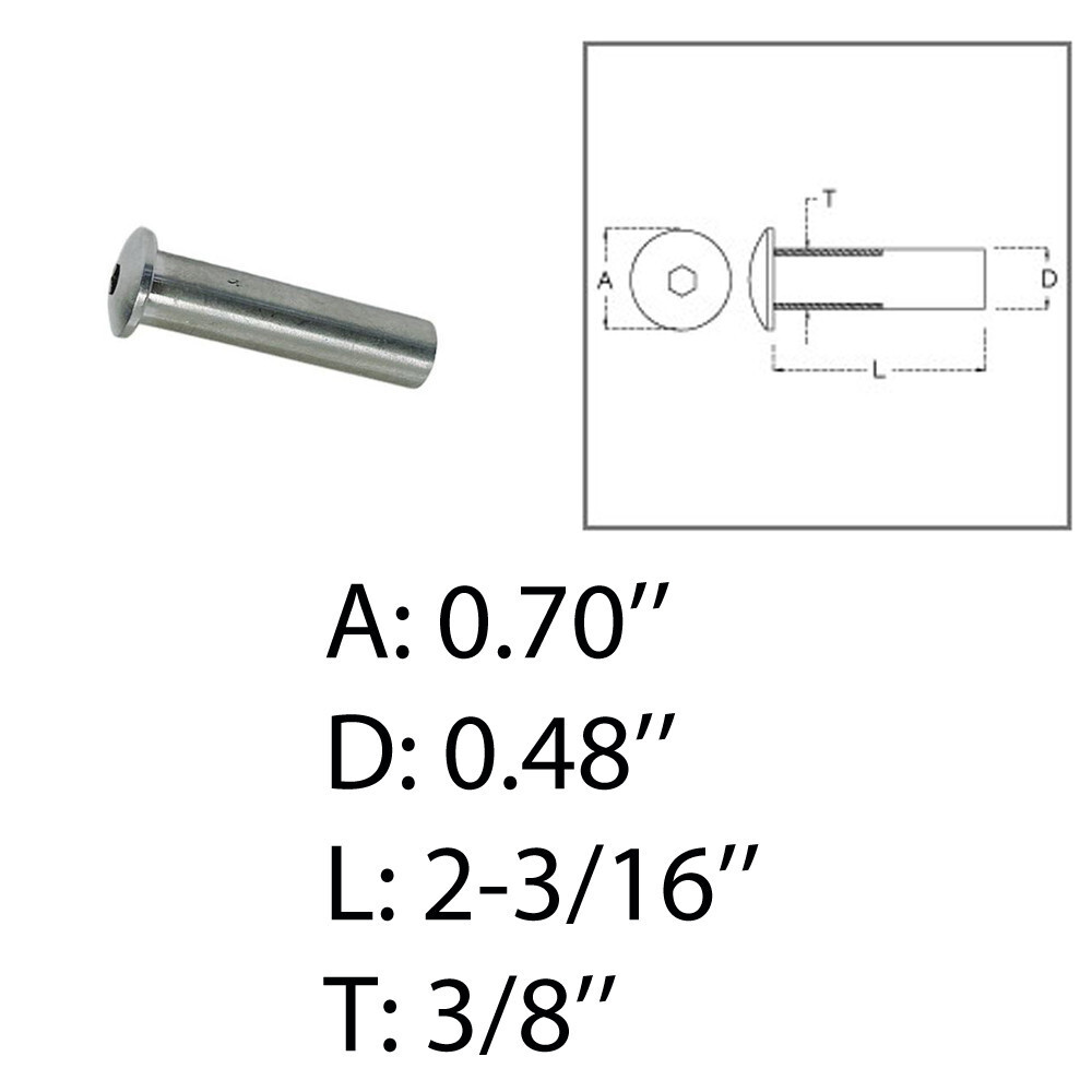 Deck Railing 3/8" Dome Head Stud Receiver Wire Cable Railing Stainless Steel 4PC