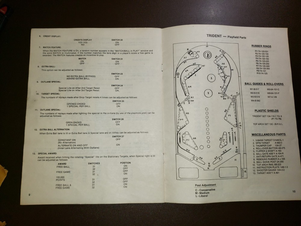 Stern TRIDENT Original Pinball Manual