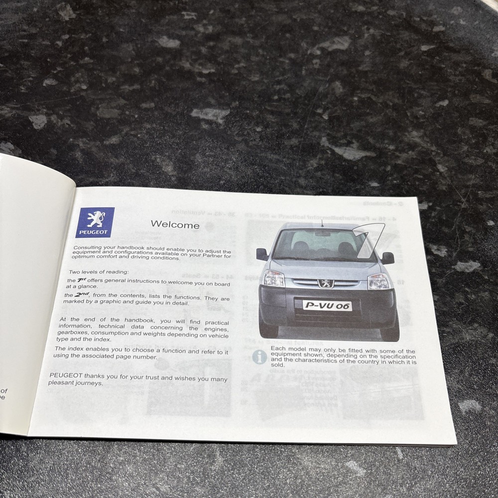 PEUGEOT PARTNER VAN Handbook