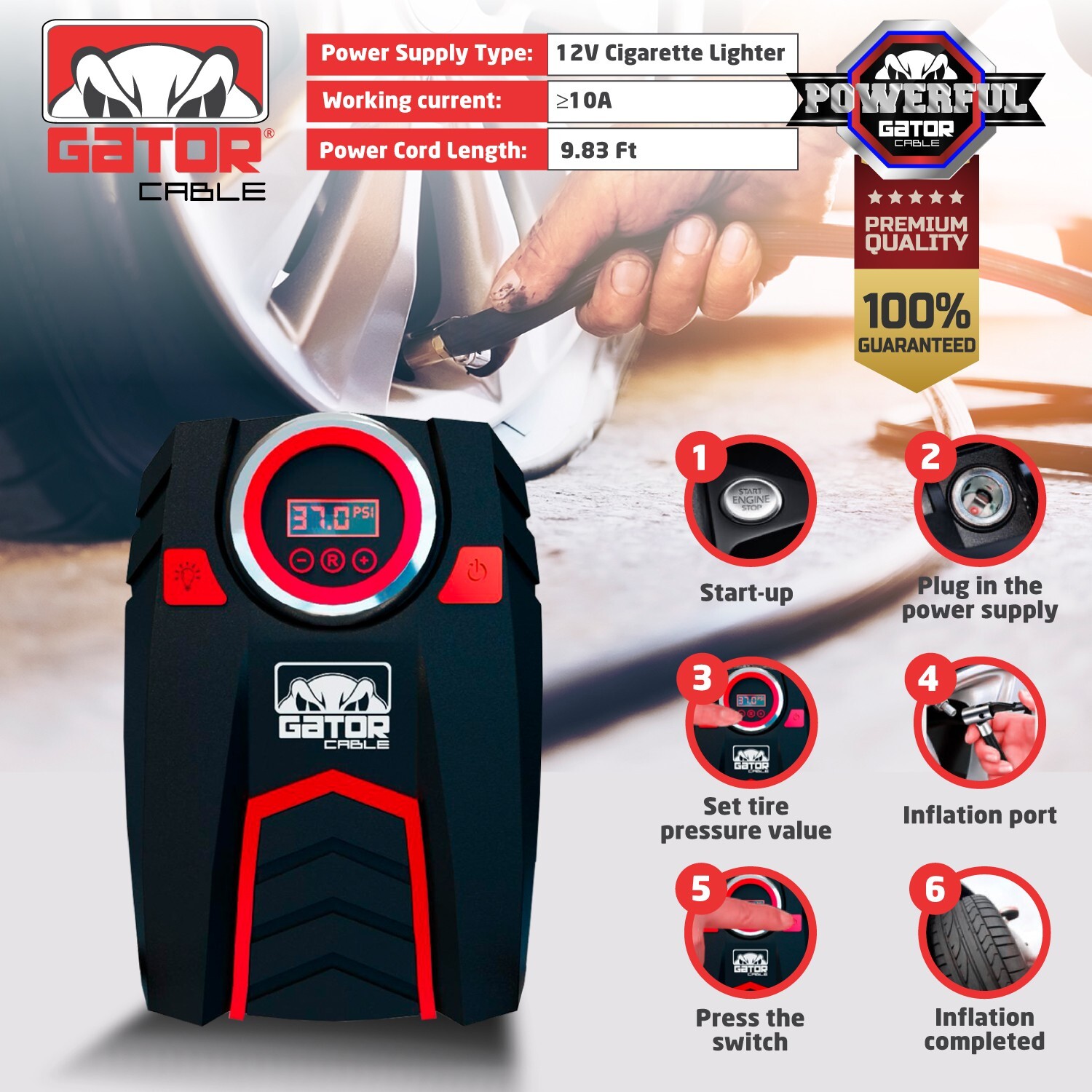 Car Tire Air Pump Inflator Compressor Digital Electric Auto Portable 150PSI 12V