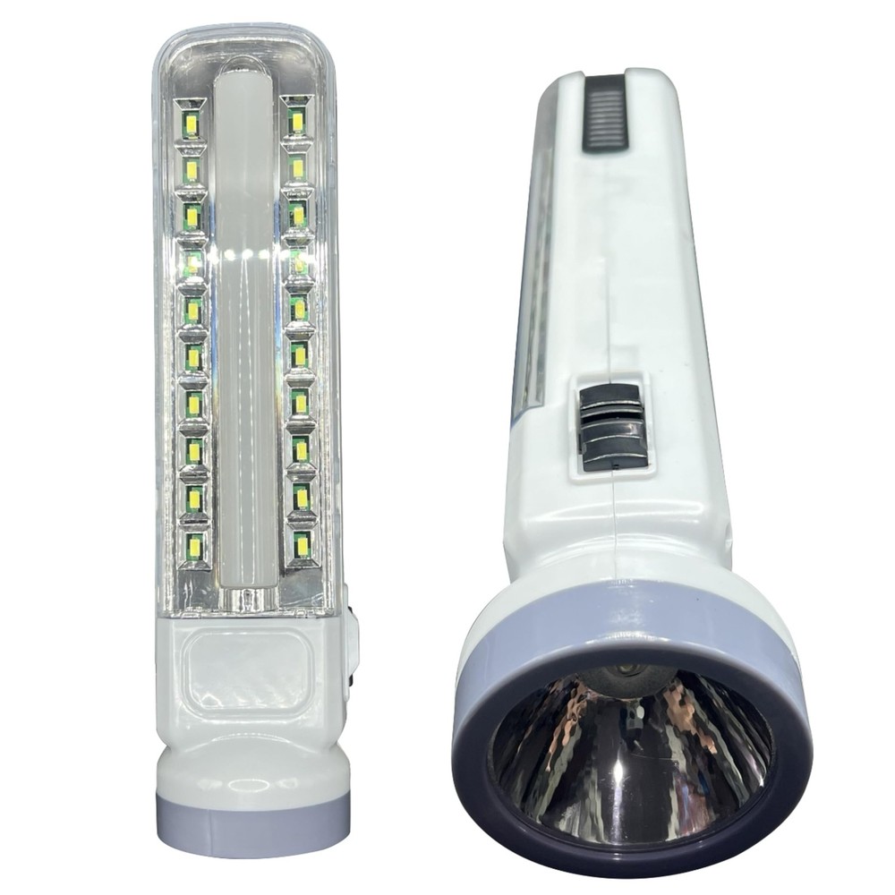 Set of 2 LED Emergency Hand Light Powerful Charge Function in White