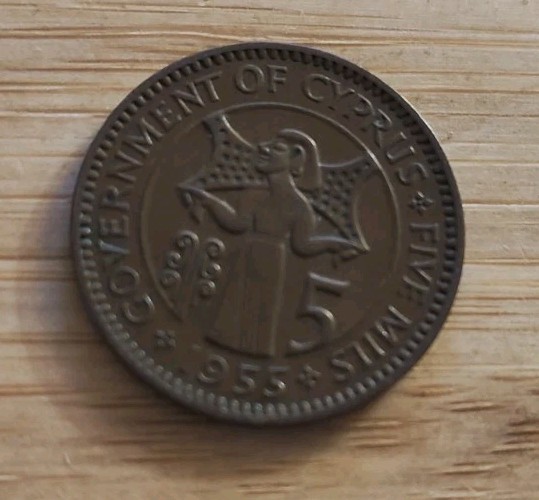 1955 Cyprus 5 Mils