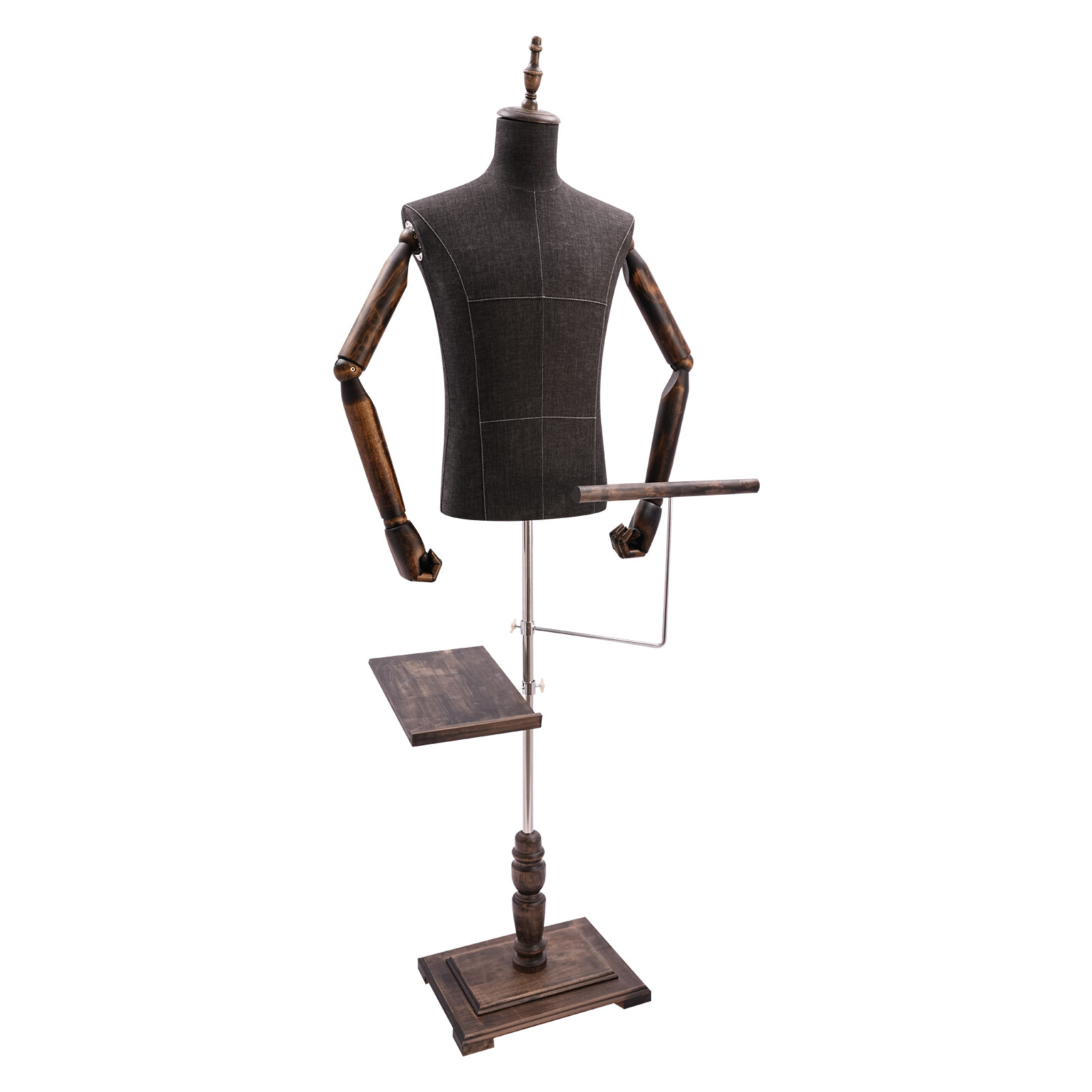 Adult Male Pinnable Dress Form Mannequin Torso with Flexible Arm Clothes Display