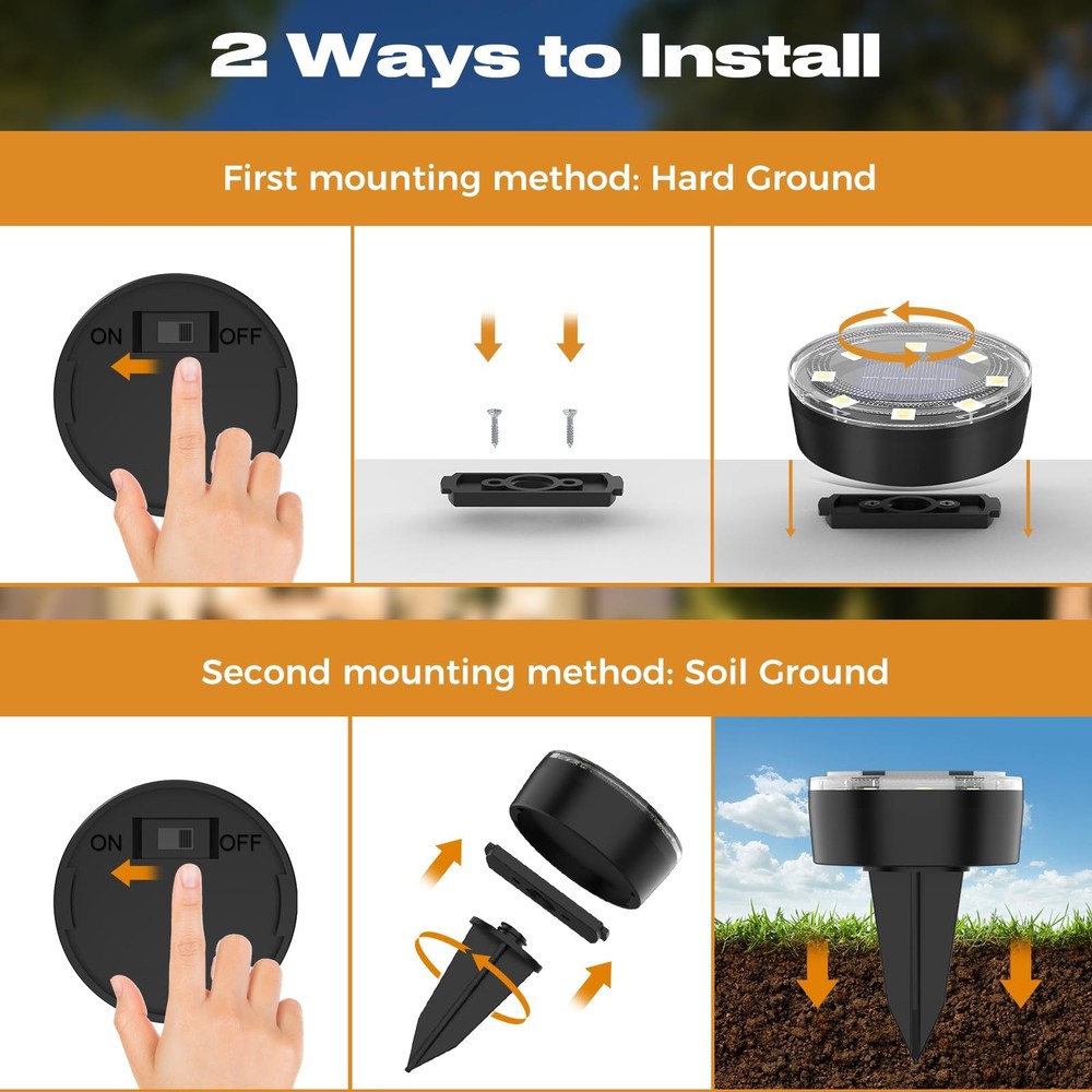 vighep Mini Solar Ground Lights, 2 Pack Lights S-2PACK, Cold White