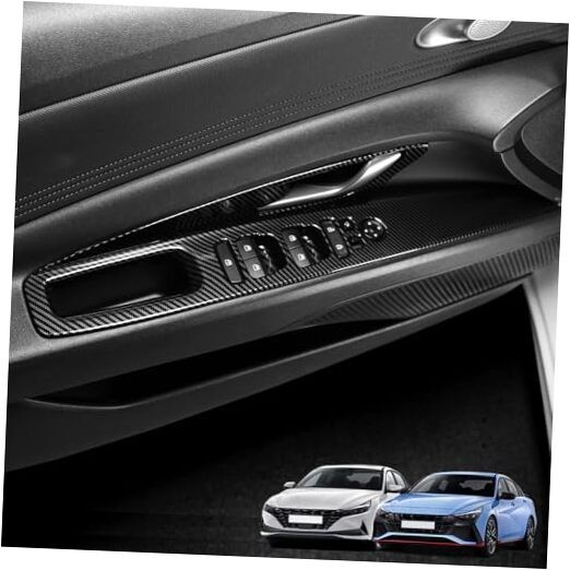 Door Lock Glass Control Button Panel Cover Window Lift Switch Panel Trim carbon