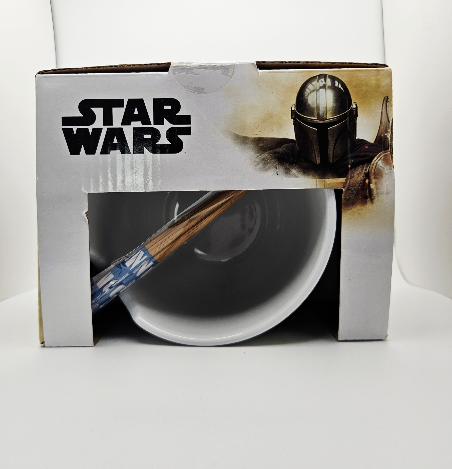 The Mandalorian Grogu Baby Yoda Star Wars Ceramic Ramen Bowl W/ Chopsticks 20 oz