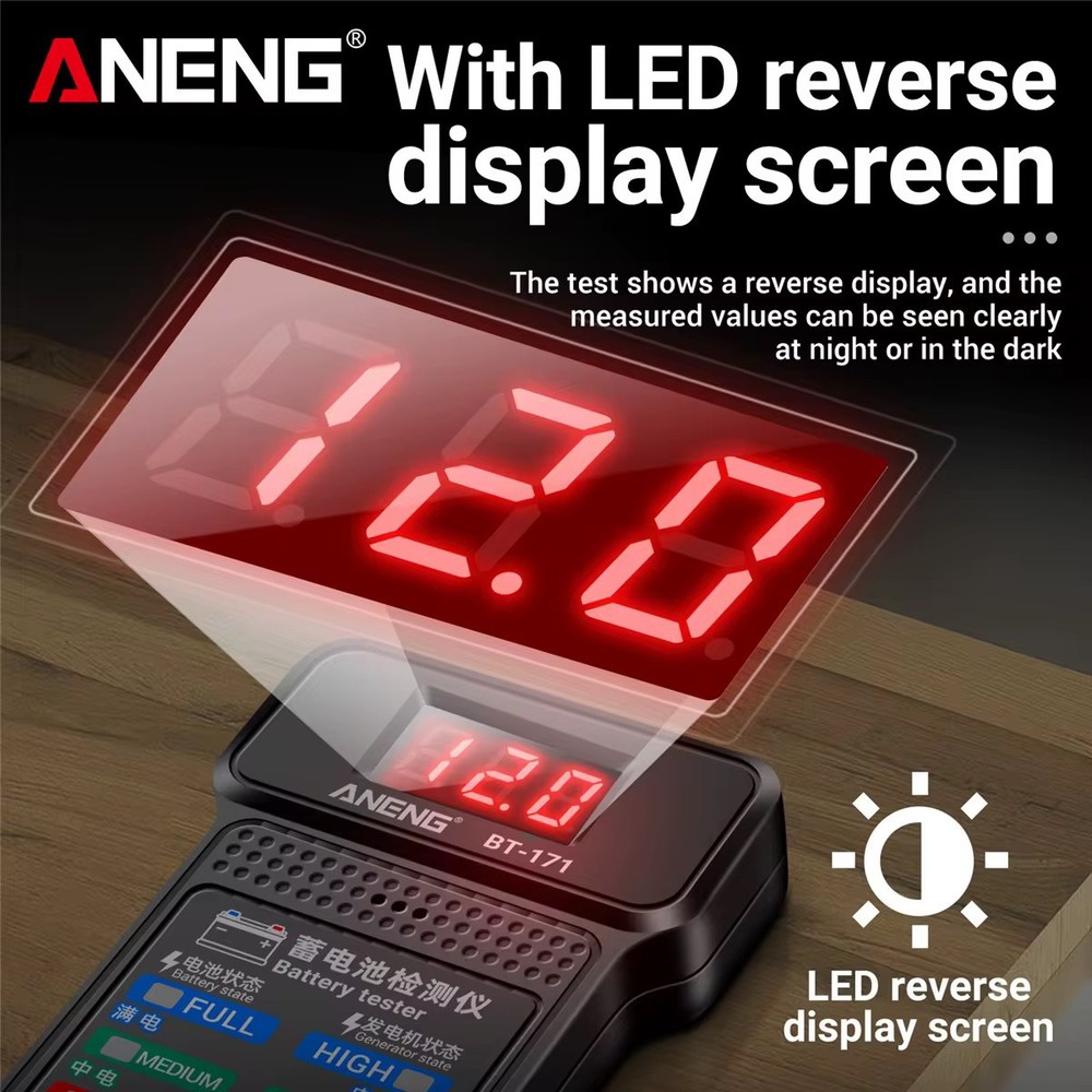 12V Car Battery Tester Automatic Starting Charging System LCD Screen Analyzer