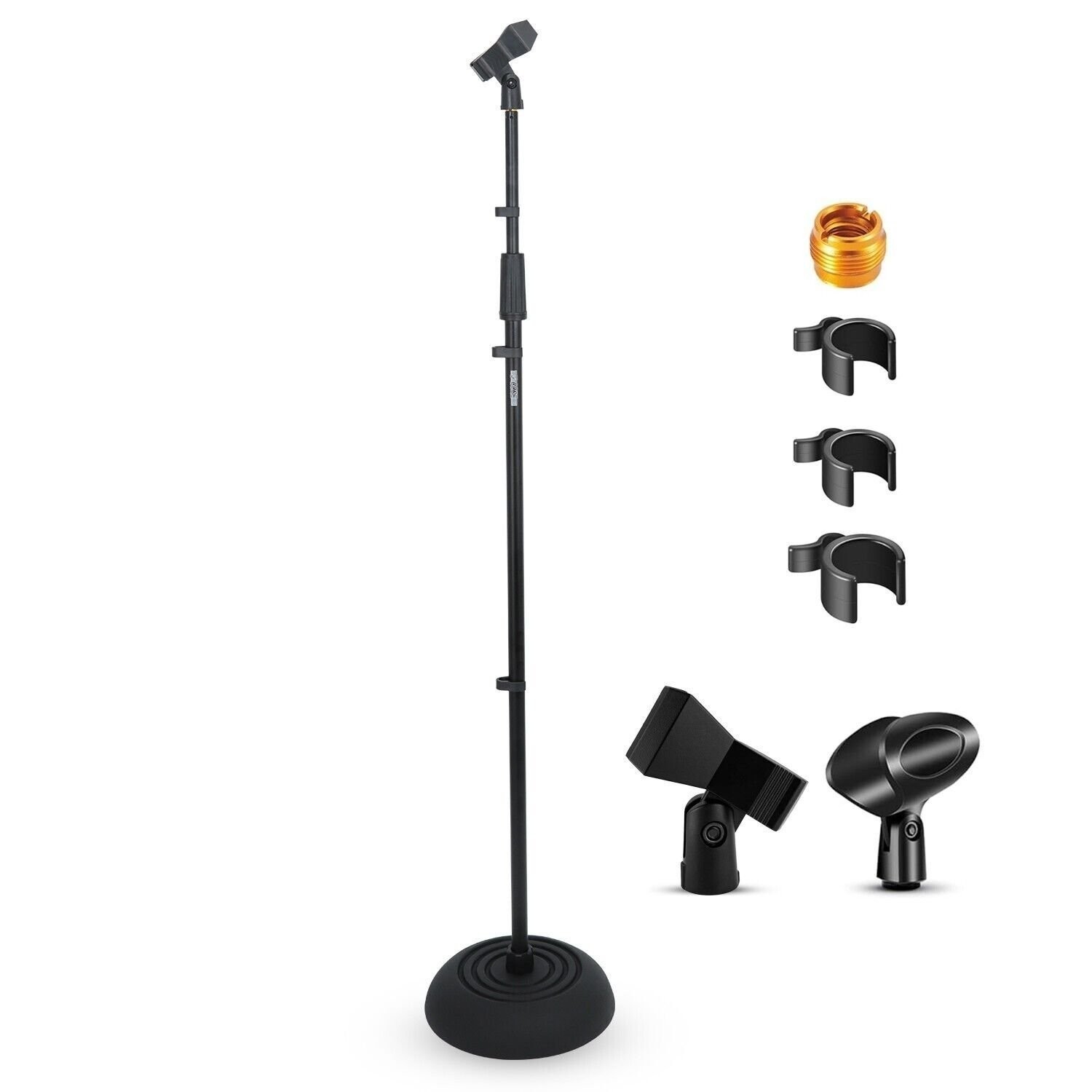 5Core Mic Stand Floor Adjustable Round Base Universal Metal Microphone Stands