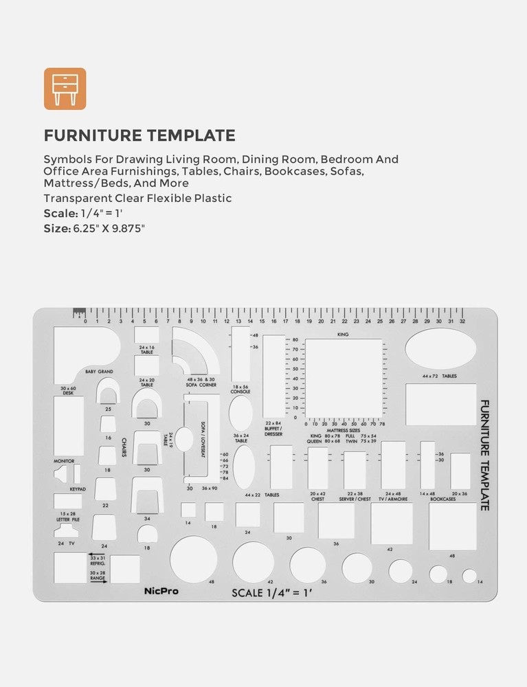 Nicpro Architectural Drafting Tools, 3 PCS Templates for House Plan