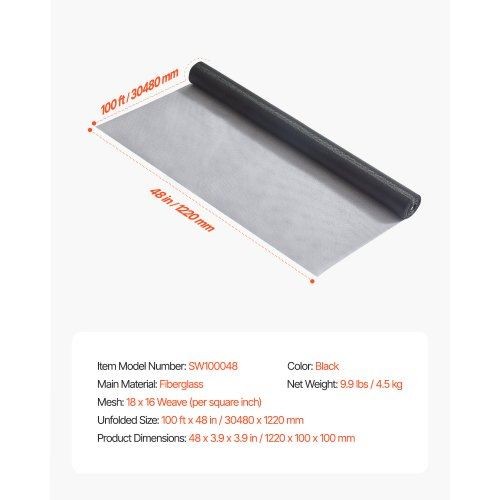 Window Screen Replacement 100 ft 48 in Window Screen Mesh DIY Adjustable