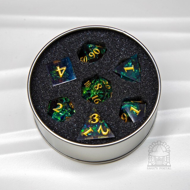 Sage's Crystals - Manaflow Sharp Edge Resin Polyhedral Dice Set DnD RPG