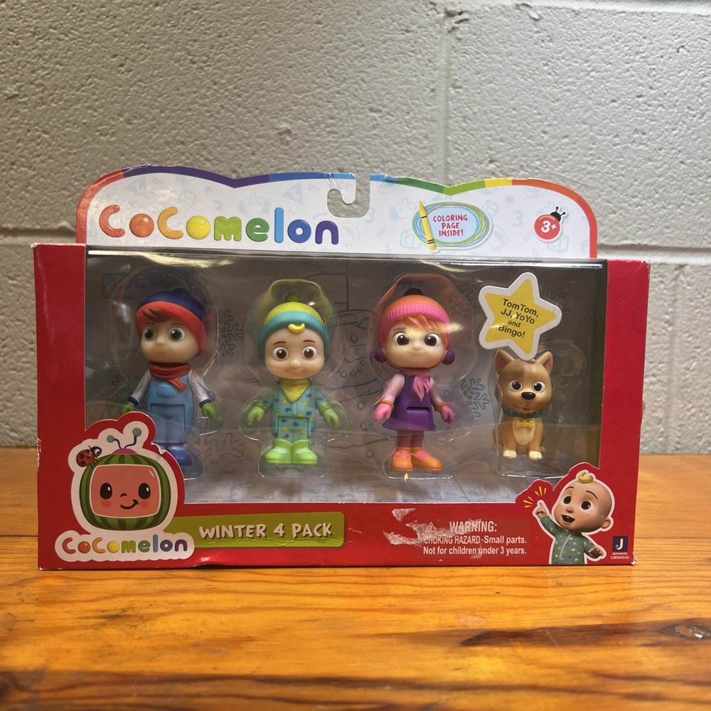 Cocomelon Winter 4-Pack JJ TomTom YoYo Bingo Figure Play Set