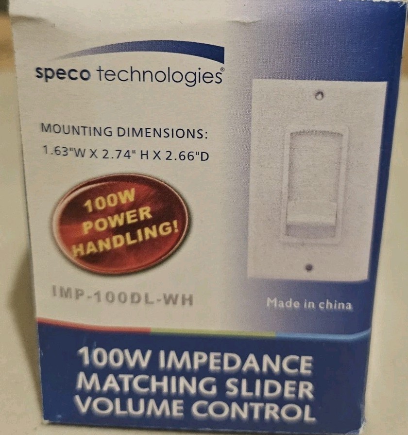 Speco Technologies Slider Control Volume,100W IMP100DLWH Speco Technologies New