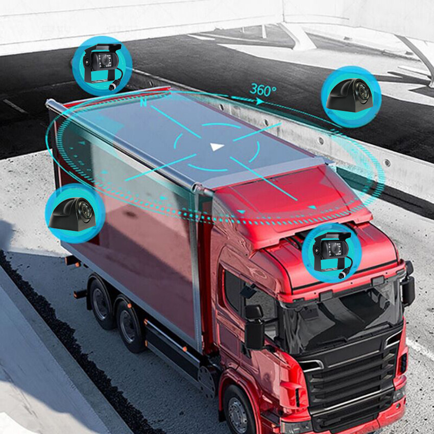 Panorama 10.36" Quad Monitor 360° Parking System DVR Backup HD Cameras Truck RV