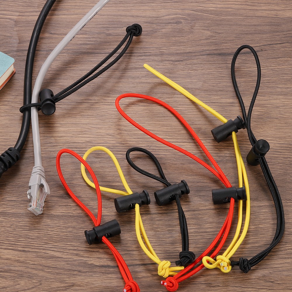 10pcs Elastic Cable Tie 5.9" 9.84" Multipurpose Cable Tie, Black