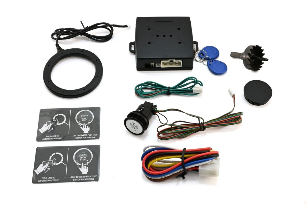 Universal RFID 12V Ignition Switch Button Start Keyless Anti-Theft -Silver Black