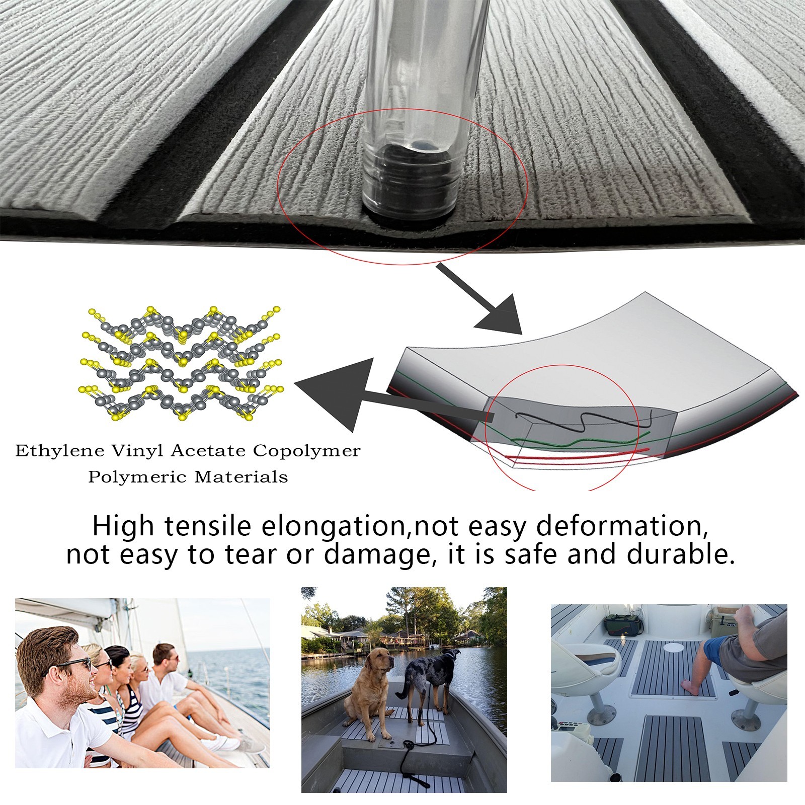 Self-adhesive Boat Flooring EVA Foam Teak Decking for Yacht Pontoon Boat | Gray