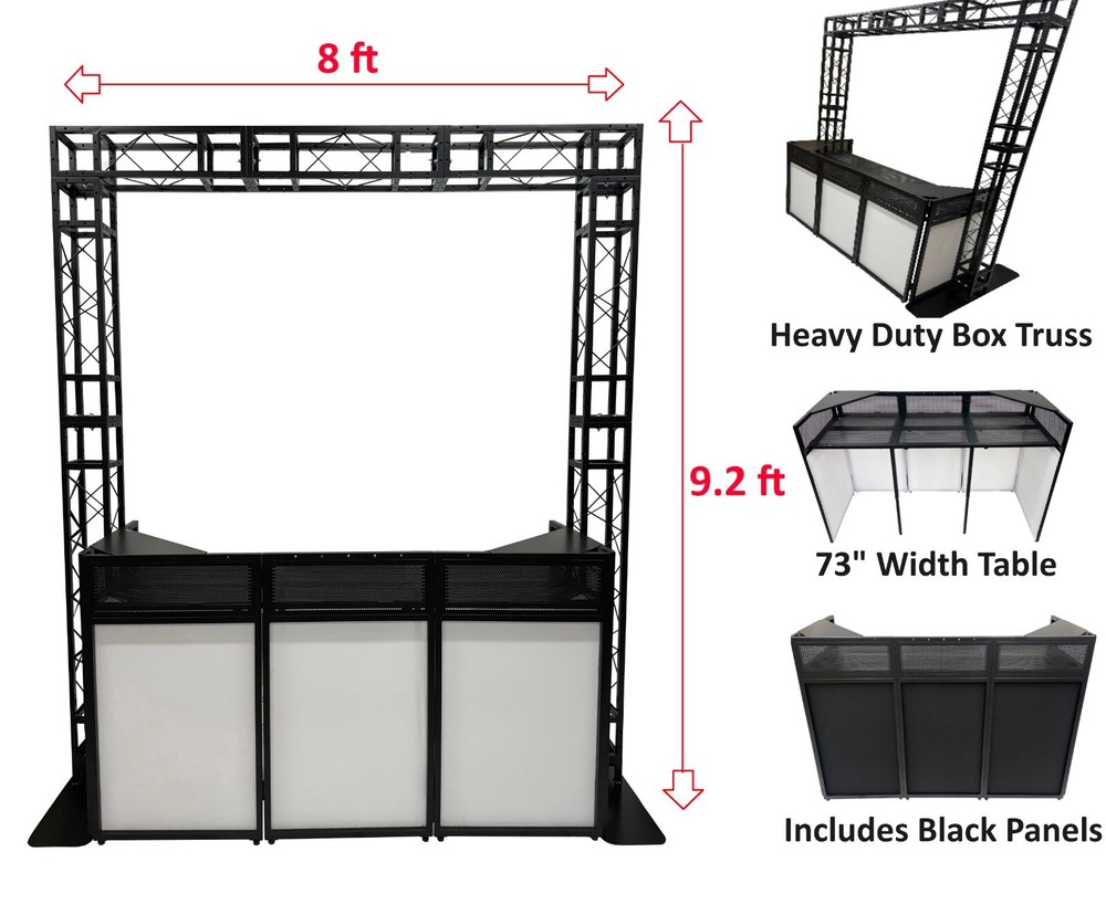 Mega Arch Truss Combo Kit 9.2ft. Height 8ft. Width+DJ Facade W/73"x23" Table Top