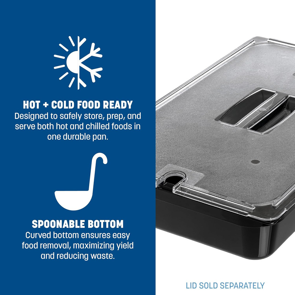 10201B03 Storplus Full Size Food Pan, Polycarbonate, 4" Deep, Black