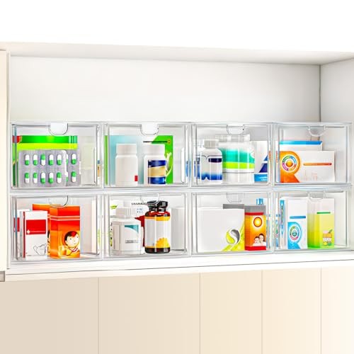 6 Pack Small Stackable Stroage Drawers, Acrylic Bathroom Makeup 6 Small