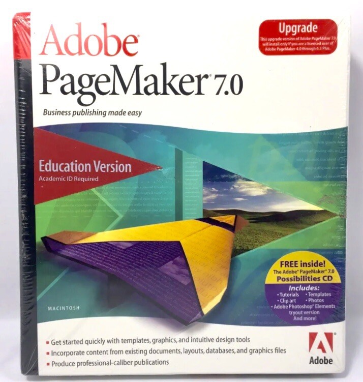 NEW Adobe PageMaker 7.0 Education UPGRADE Version - MAC New SEALED