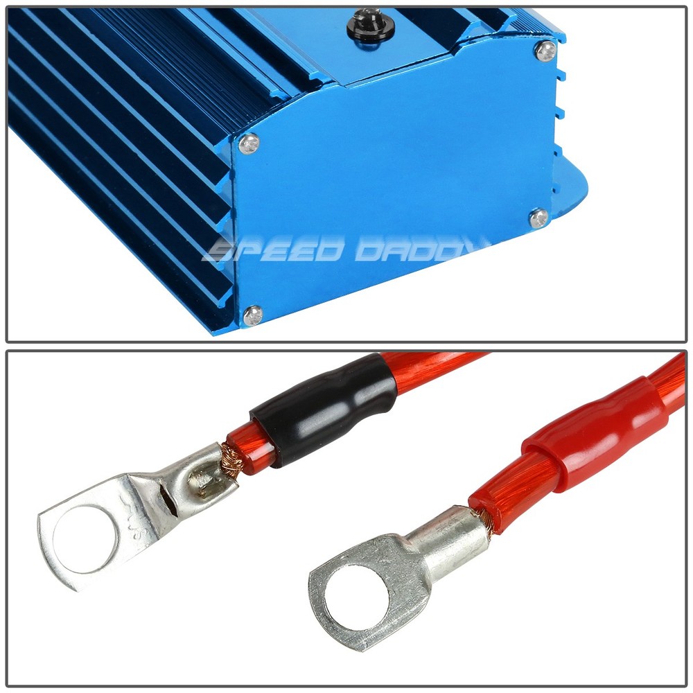 HIGH EFFICIENCY UNIVERSAL CAR BATTERY VOLTAGE STABILIZER REGULATOR+CABLE BLUE