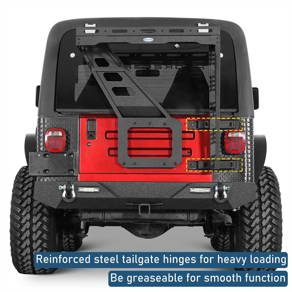 Hooke Road Tailgate Basket Rear Cargo Rack w/ Hinge for Jeep Wrangler TJ 97-06