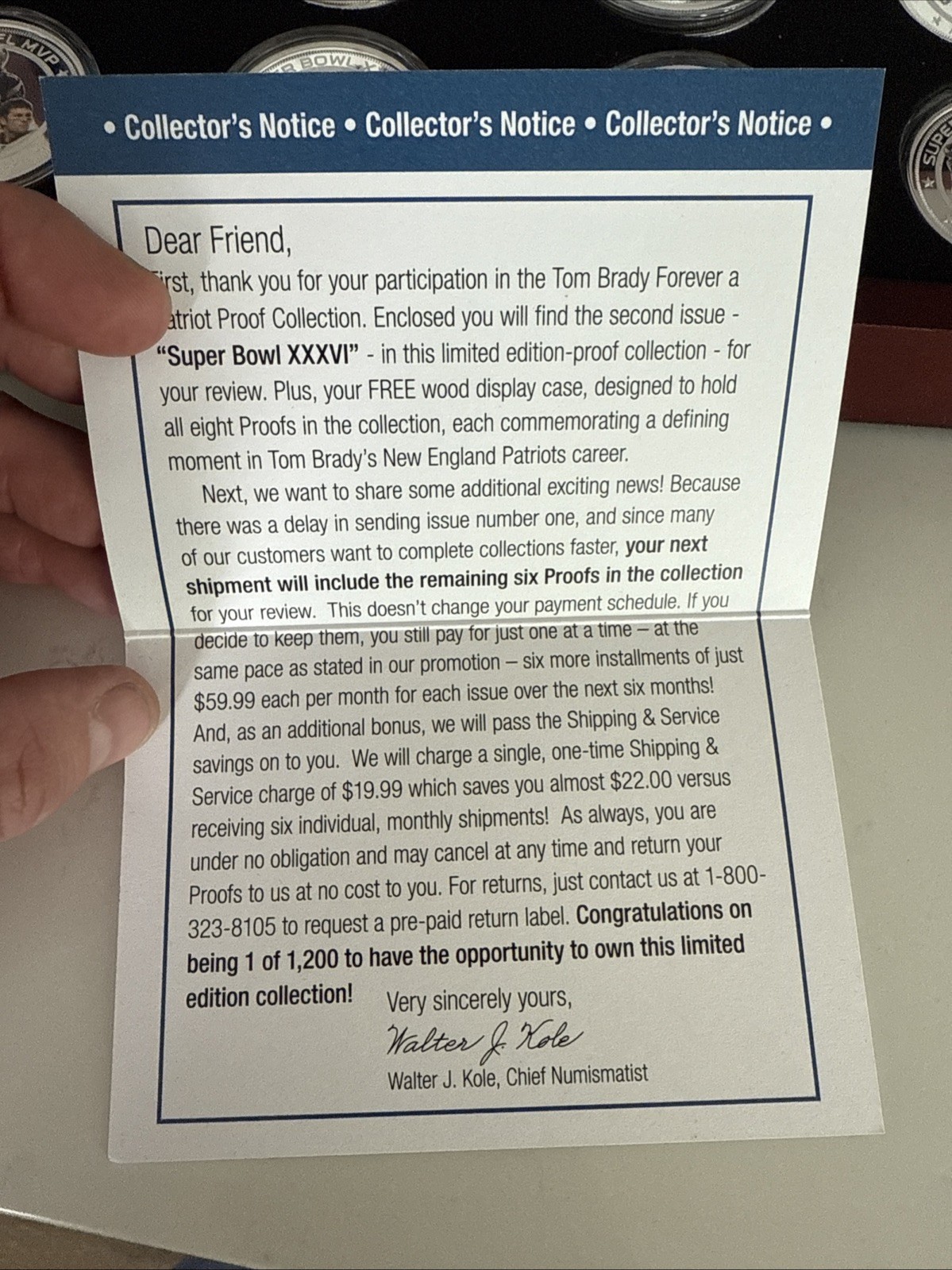 RARE Tom Brady Patriots Proof 8-Coin Dollar Collection Bradford Exchange Mint