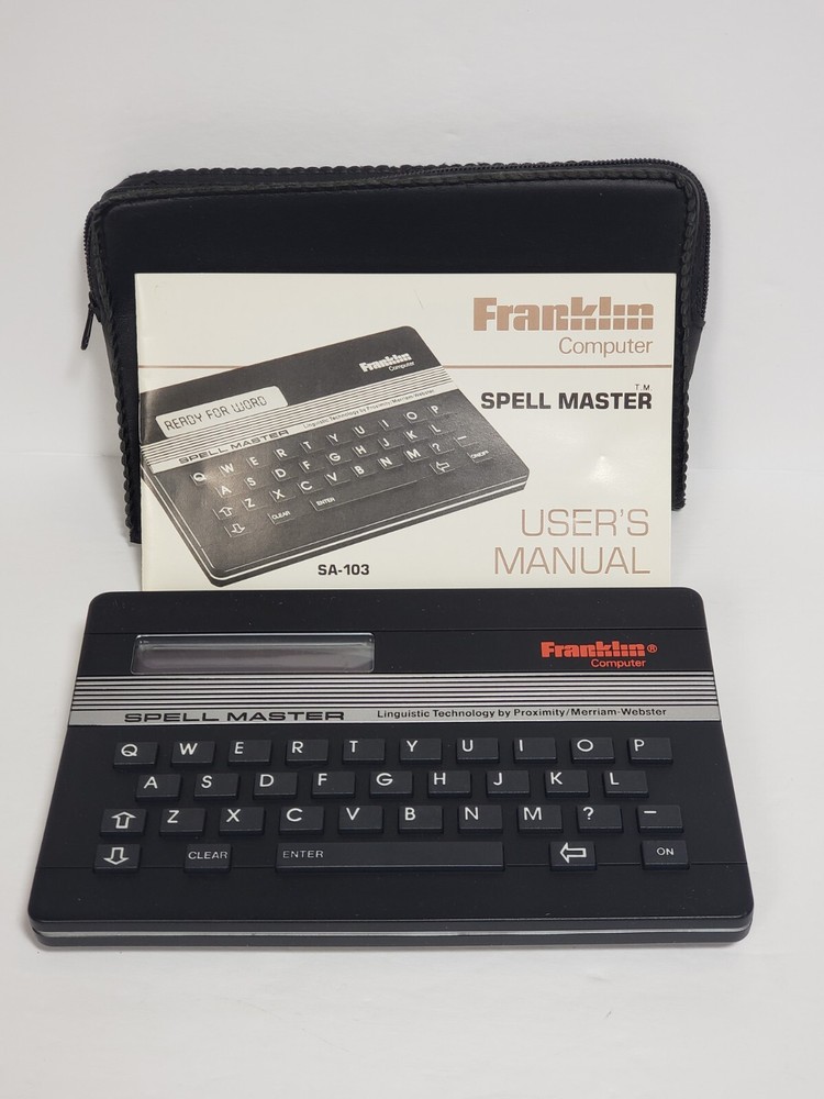 Franklin Computer Spell Master Model SA-103 Electronic Speller Case Manual Vtg