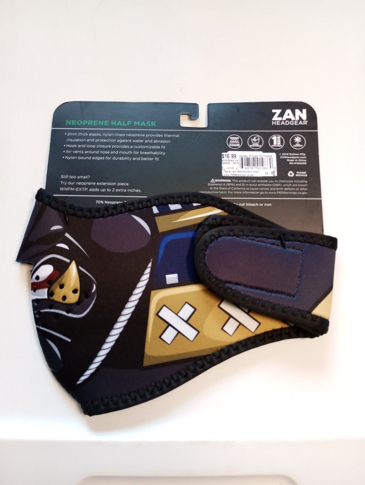 Zan Neoprene Half Mask Samurai Black Gold Pattern