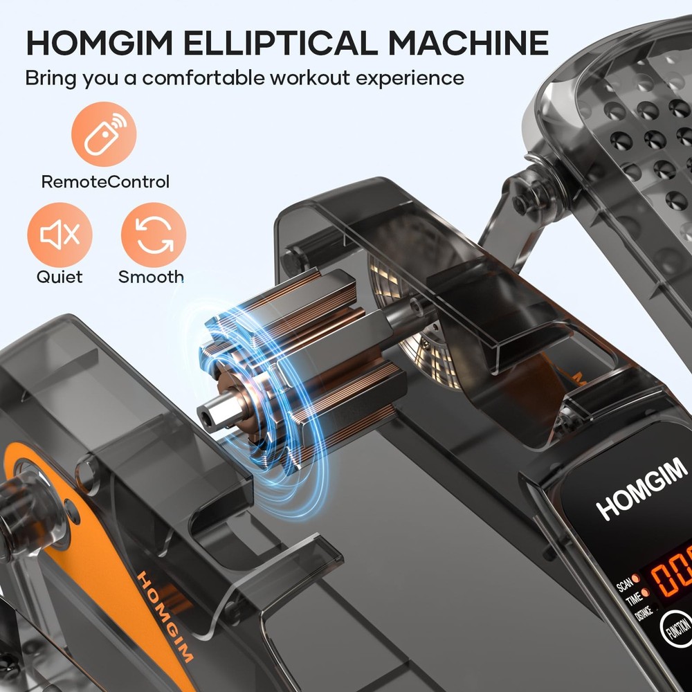 Under Desk Elliptical Machine - Quiet Motorized Leg Exerciser with Smart Remo...