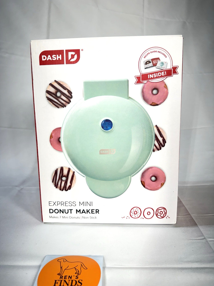 Dash Express Mini Donut Maker Aqua Non-Stick Coating. NEW OPEN BOX