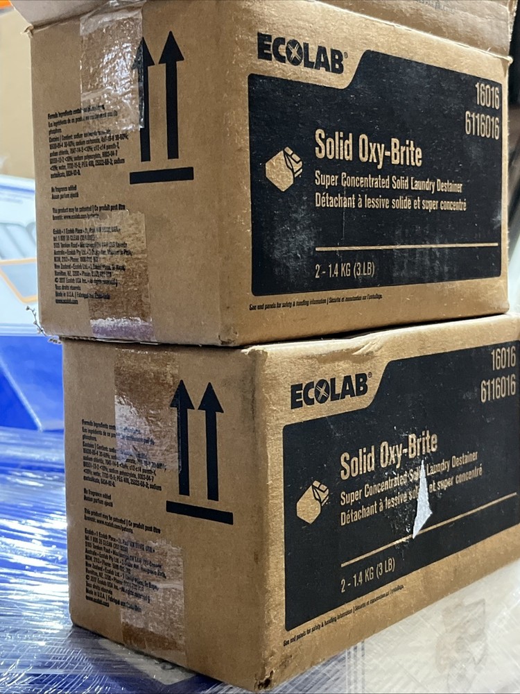 2 Cases Ecolab Solid Oxy-Brite 3lb Concentrated Solid Laundry Destainer 6116016