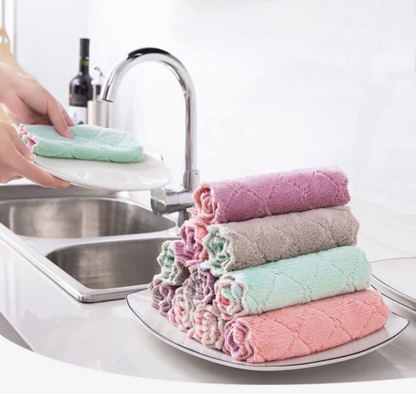 10Pcs Kitchen Towels Super Absorbent Microfiber Multicolors-Multipurpose