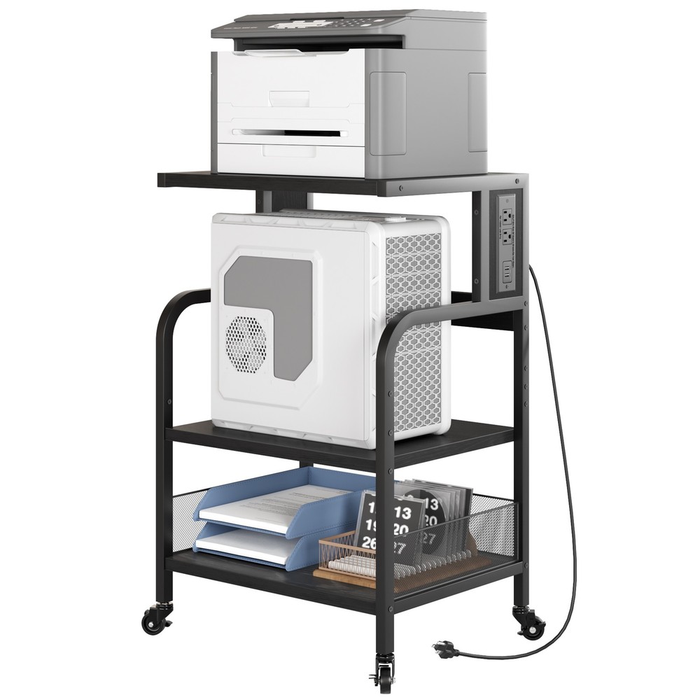 Printer Stand Versatile Printer Frame with 3-Tier Storage shelves and castors