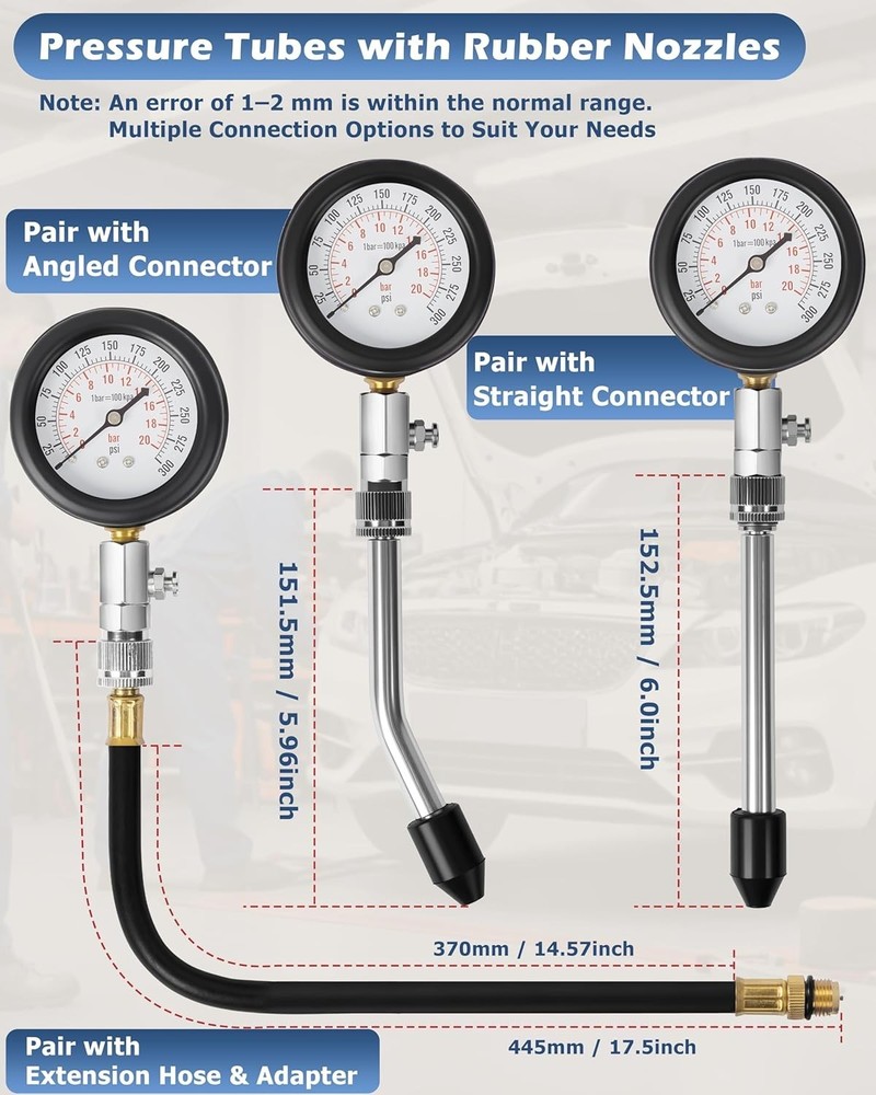 Durable 8-Piece Petrol Engine Compression Tester Kit - Precise Diagnostic Tool
