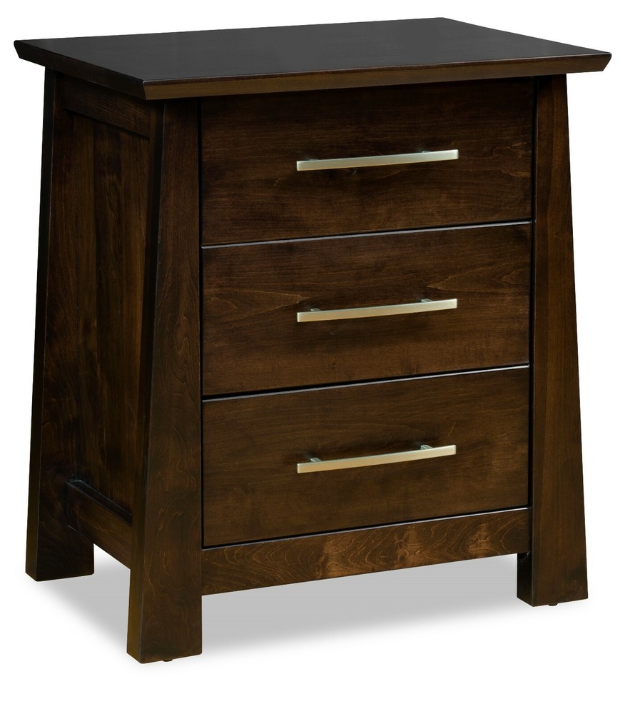 Amish 5-Pc Modern Bedroom Set Solid Wood Angled Cutout Panel Headboard