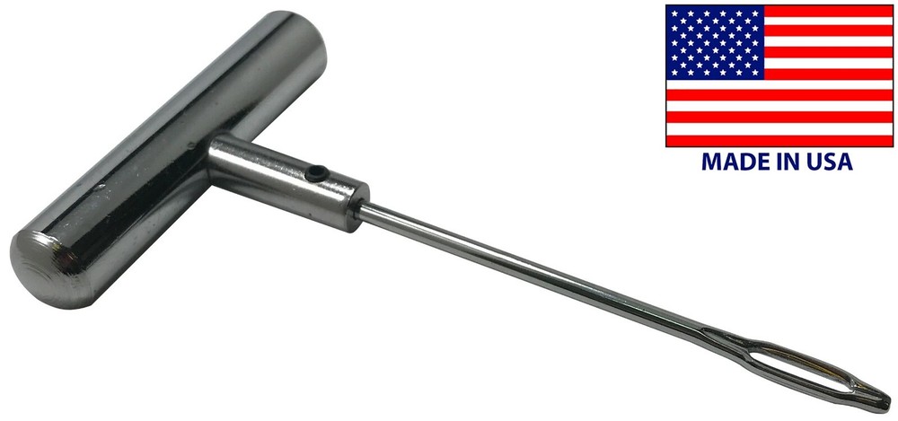 Steel Heavy Duty T-Handle Tire Plug Repair Tool W/ Replaceable Split Eye Needle