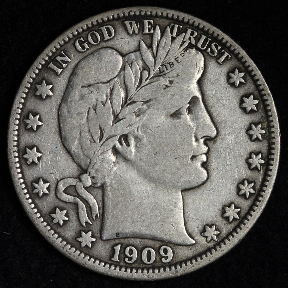 1909 Barber Silver Half Dollar XF E358 AWAFA