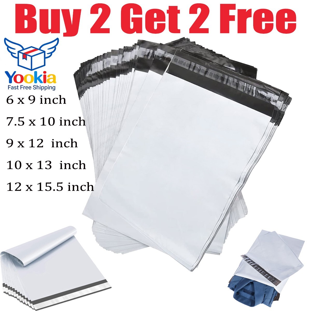 Poly Mailers Shipping Bags Envelopes Premium Bags 6x9 7.5x10 9x12 10x13 12x15.5