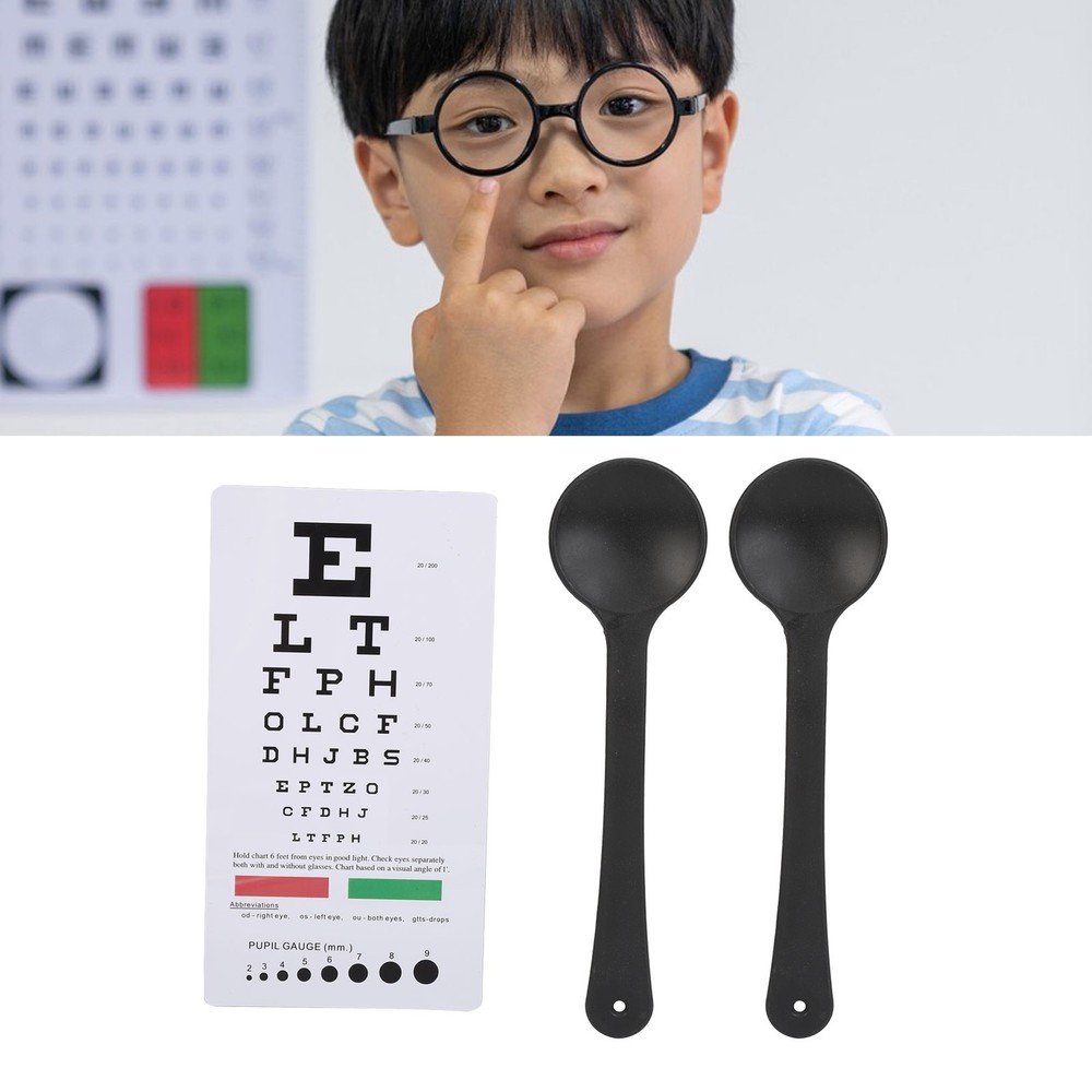 Pocket Eye Chart With 2pcs Occluder Double Sided Vision Eye Test Exams Chart